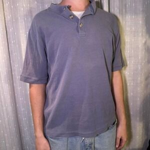 Prides Landing Mens Large Purple Waffle Knit Cotton Short Sleeve Polo Shirt L